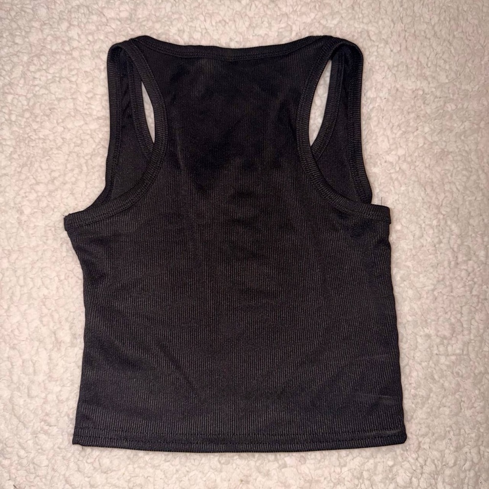 Black Rhinestone Graphic Racerback Tank Top - Picture 3 of 3
